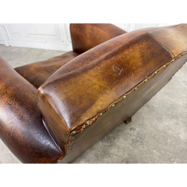 Vintage Club Chair in Genuine Leather, 1950s For Sale - Image 9 of 15