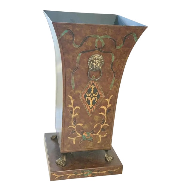 Vintage Neoclassical Style Metal Tole Cachepot For Sale