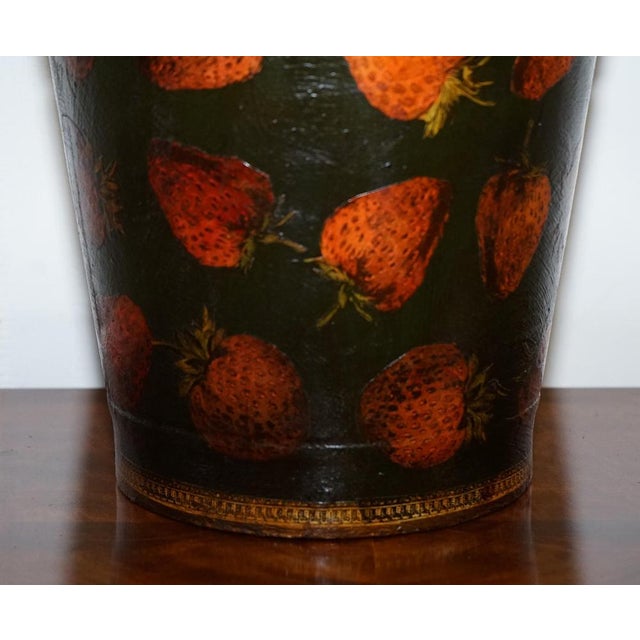 Vintage Metal Traditional Decoupage Ice Bucket with Strawberry Decorations For Sale - Image 5 of 16