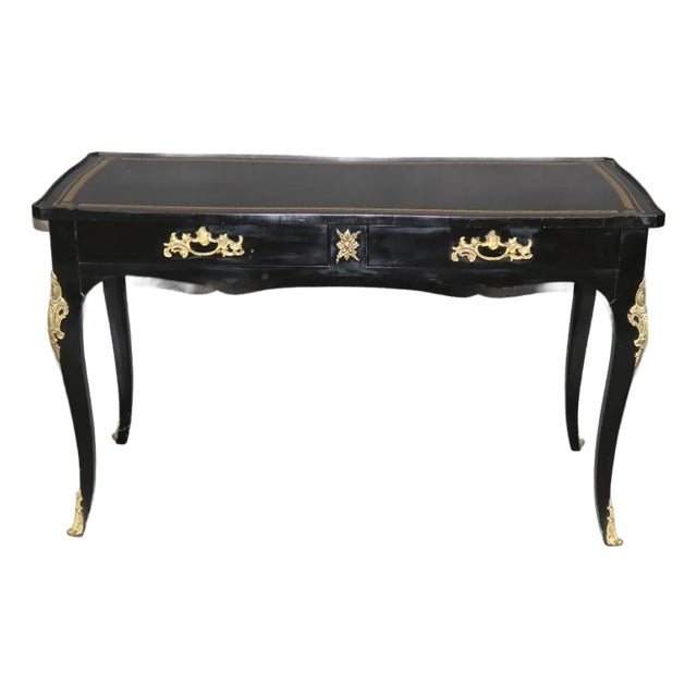 Bodart Ebonized French Louis XV Style Wrtining Desk With Bronze Ormolu For Sale