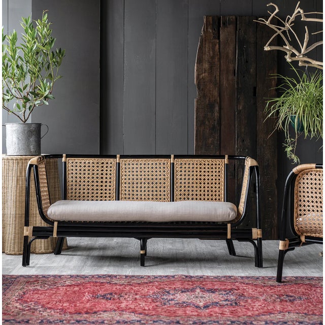 New special order item. Not vintage. Crafted from black-toned bamboo framing and beige-colored rattan weave, the Quay...