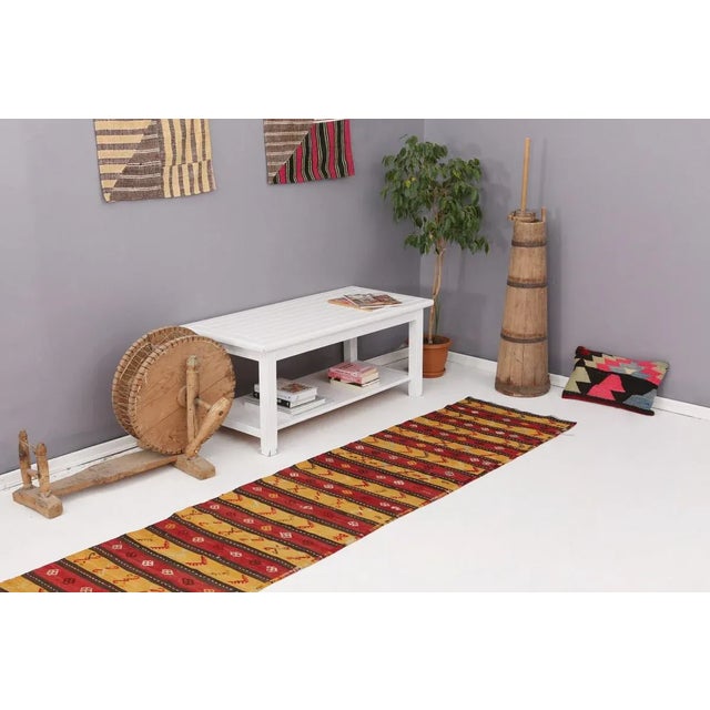 Mid 20th Century Vintage Striped Turkish Kilim Runner For Sale In Los Angeles - Image 6 of 7