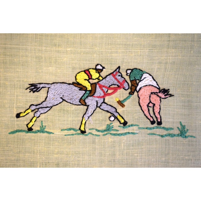 Traditional Mid 20th Century Madeira Linen Polo Match Cocktail Napkins - Set of 8 For Sale - Image 3 of 3