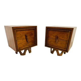 Mid-Century Brutalist Walnut Nightstands For Sale