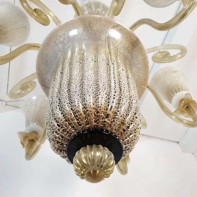 Beige Mid-Century Modern Murano Glass Chandelier, Italy 1960s For Sale - Image 8 of 12