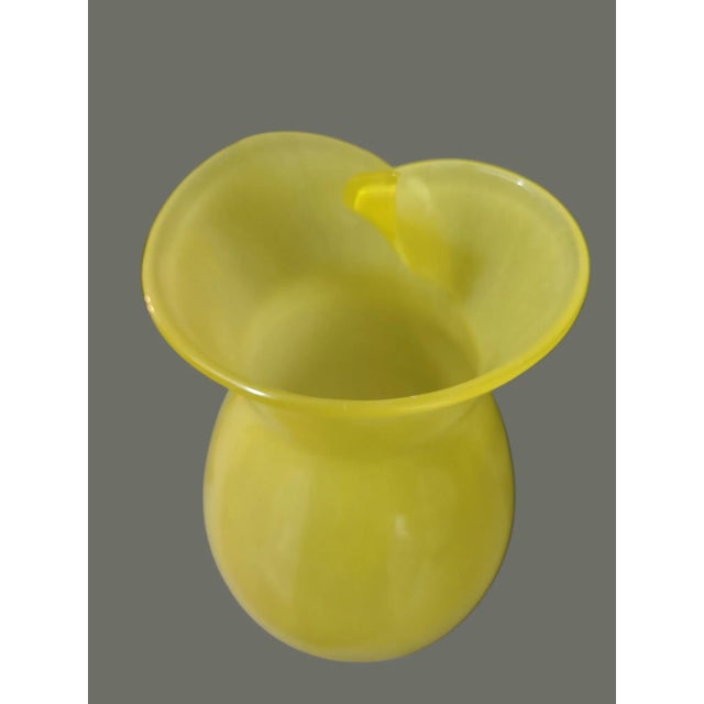 Mid 20th Century Hand Blown Italian Art Glass Yellow Abstract Top Vase For Sale - Image 4 of 7