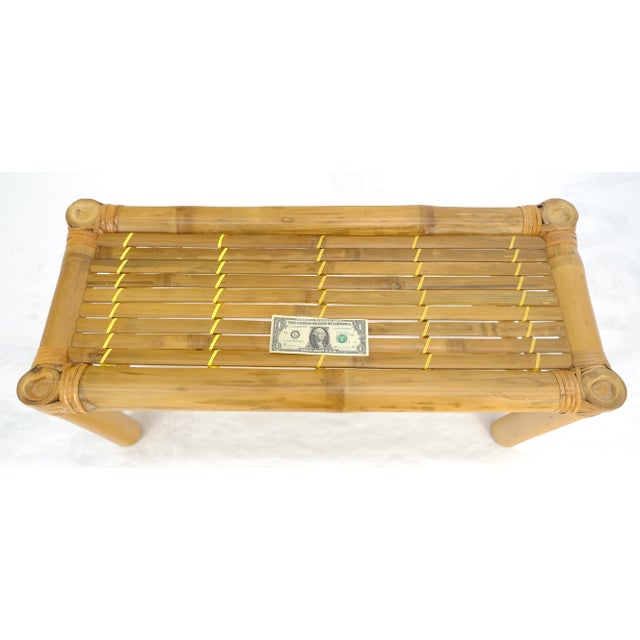 Thick Profile Bamboo 15x36 Compact Bench Mid Century Modern c1970s MINT For Sale - Image 11 of 13