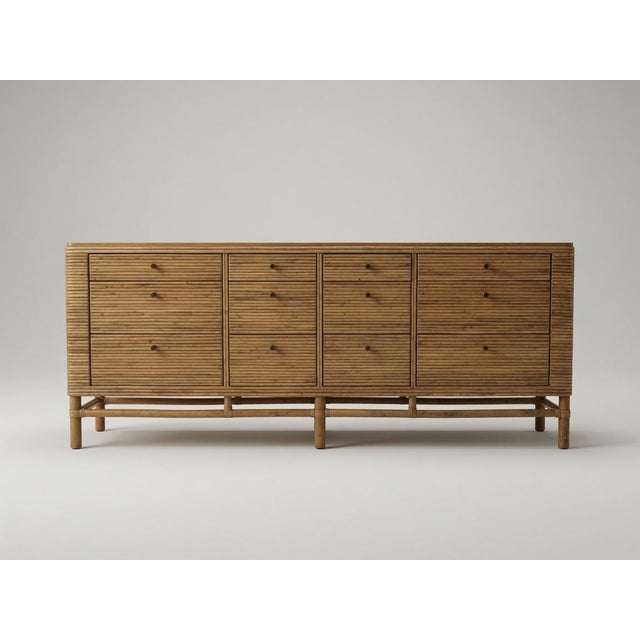 1960s Stunning Vintage Pencil Rattan 12-Drawer Dresser Sideboard For Sale - Image 5 of 7
