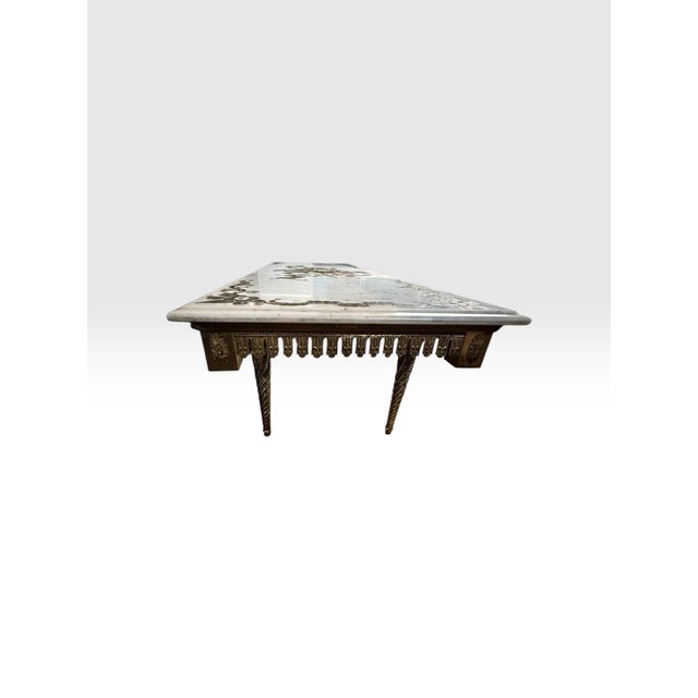 White Vintage Italian Neoclassical Etched Marble and Gilt Brass Low Coffee Table For Sale - Image 8 of 17