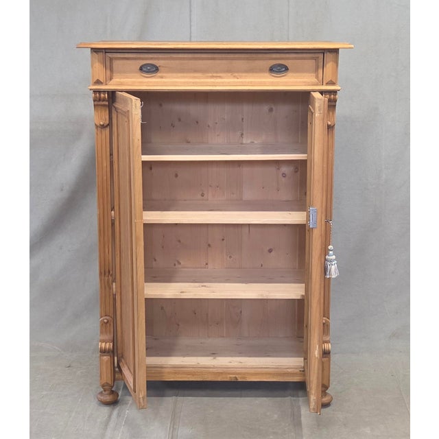 Rustic European Vintage German Natural Pine Tall Cabinet Cupboard For Sale - Image 3 of 17