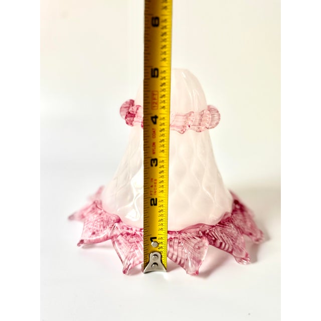 Pair Vintage Venetian Murano Opaline & Pink Cranberry Glass Chandelier Lamp Replacement Components For Sale In Boise - Image 6 of 12