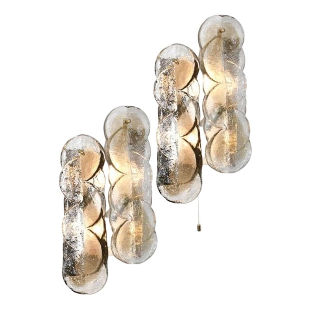 Citrus Swirl Ice Glass Wall Lights from Kalmar, Austria, 1969, Set of 2 For Sale
