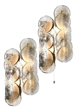 Citrus Swirl Ice Glass Wall Lights from Kalmar, Austria, 1969, Set of 2