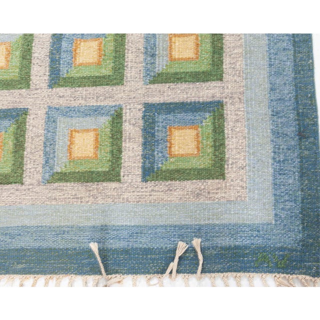 Mid 20th Century Doris Leslie Blau Vintage Swedish Flat Woven Rug by Alice Walleback For Sale - Image 5 of 9