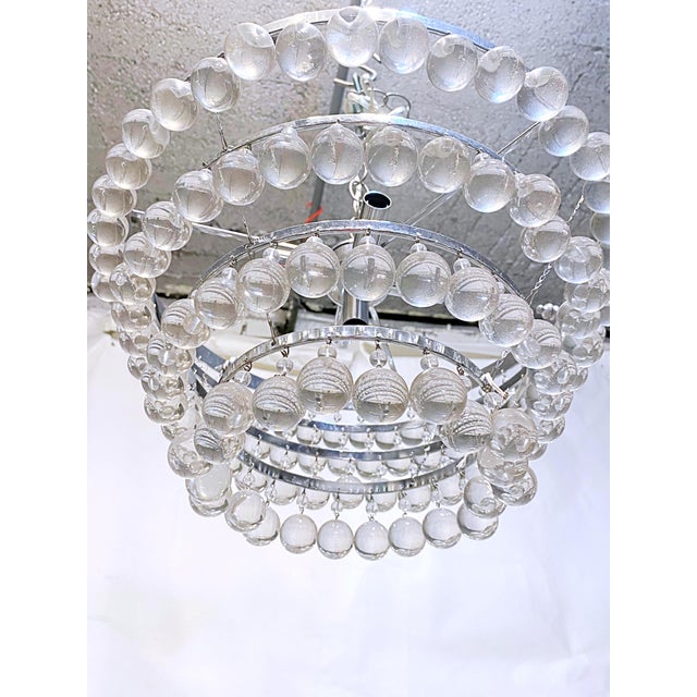 1950s Mid-Century Modern Chandelier With Upside Layered Crystal For Sale - Image 5 of 6