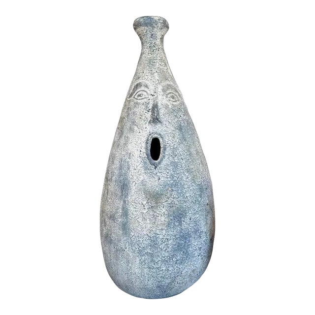 Vintage Italian Ceramic Faces Decoration Amphora- Large For Sale