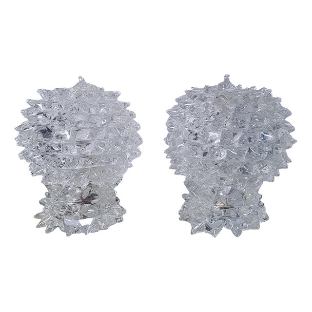 Rostrato Murano Glass Table Lamps from Barovier & Toso, Italy, 1940s, Set of 2 For Sale