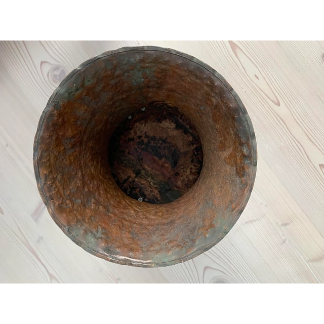 Metal Large Vintage Boho Copper Jardiniere or Vase For Sale - Image 7 of 8