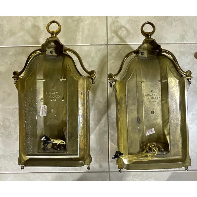 Vintage Solid Brass Wall Sconces / Hall Lanterns by Lamp Art-Italy - a Pair For Sale - Image 11 of 18