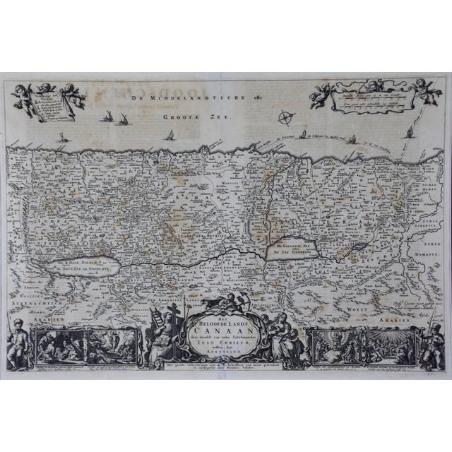 Neoclassical 17th Century Dutch Map of the Holy Land at the Time of Jesus by Visscher, 1663 For Sale - Image 3 of 10