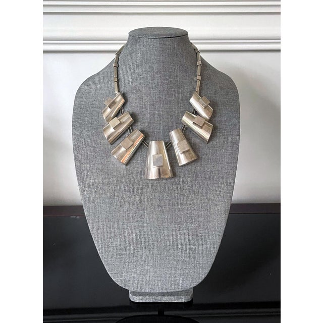 A highly sculptural sterling silver necklace by Peruvian silversmith and designer Grazielle Laffi (1923-2009), Lima, circa...