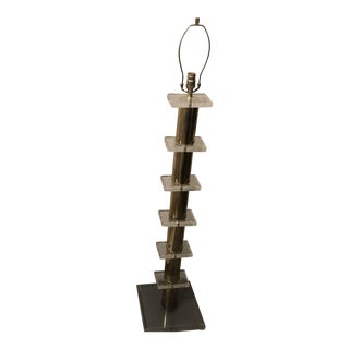 1970s Brass and Lucite Floor Lamp For Sale