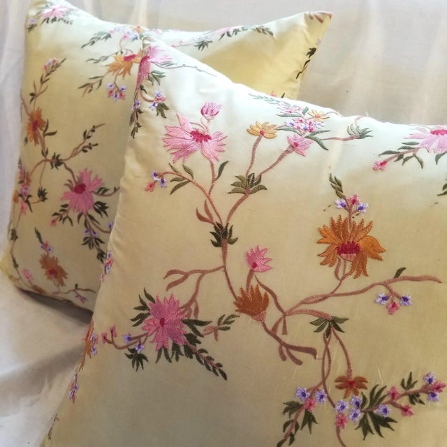 Pair of Embroidered Silk Throw Pillows Chairish