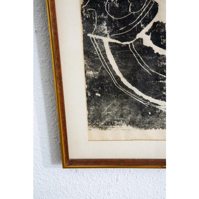 Mid Century Modern Art Print Figure Portrait Black White Sign Signed MCM Wall For Sale - Image 9 of 12