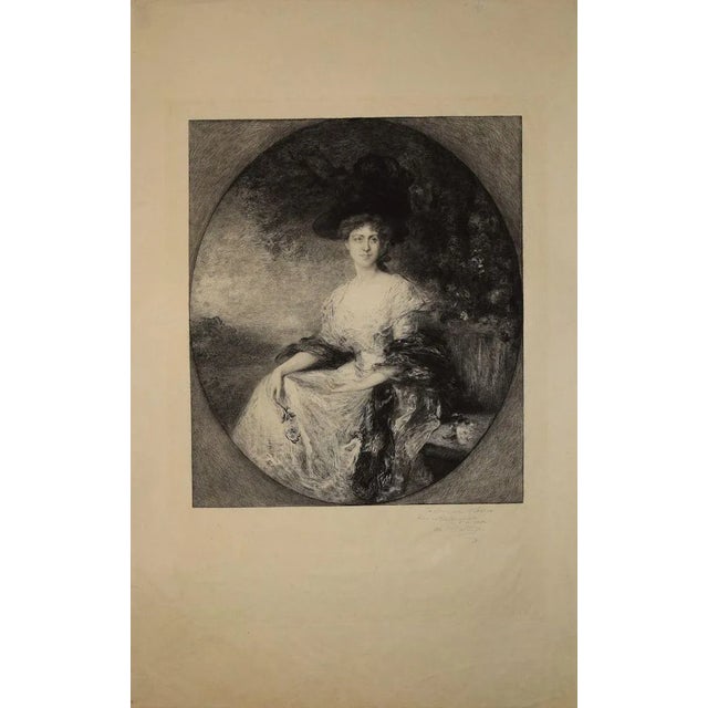 Portait of Madame - Original b/w Etching by Charles Waltner - End of 19th cent. 1860-1900 For Sale - Image 3 of 3