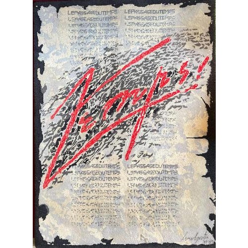 Hand-Tufted Wool The Passage of Time Art Tapestry by Bernard Quentin, France, 1998 For Sale - Image 13 of 14