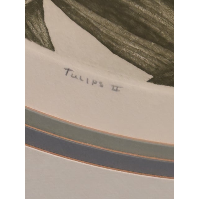 "Tulips II" Signed Lithograph by Barbara Dauman Brass framed 32”x32” Rich and Crisp piece already framed in a classic...