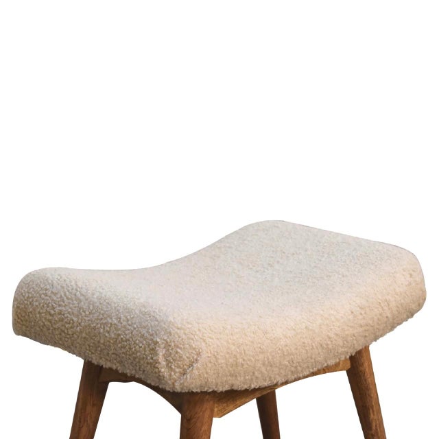 2020s Curved Bouclé Upholstered Bench With Solid Wood Base For Sale - Image 5 of 8