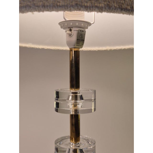 Orrefors Scandinavian Modern Table Lamps with Orrefors Glass and Brass by Carl Fagerlund, 1960s, Set of 2 For Sale - Image 4 of 15