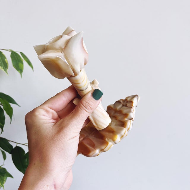 Vintage 1960s onyx tulip shaped candle holders. 2.5” width x 6” height (each)