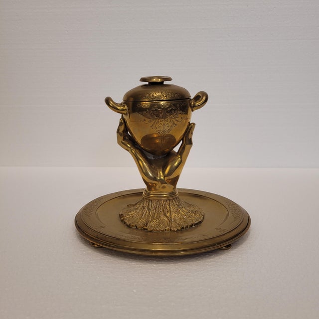 Gold 20th Century Inkwell Hand of Glory in Gilt Bronze, France, 1890s For Sale - Image 8 of 14