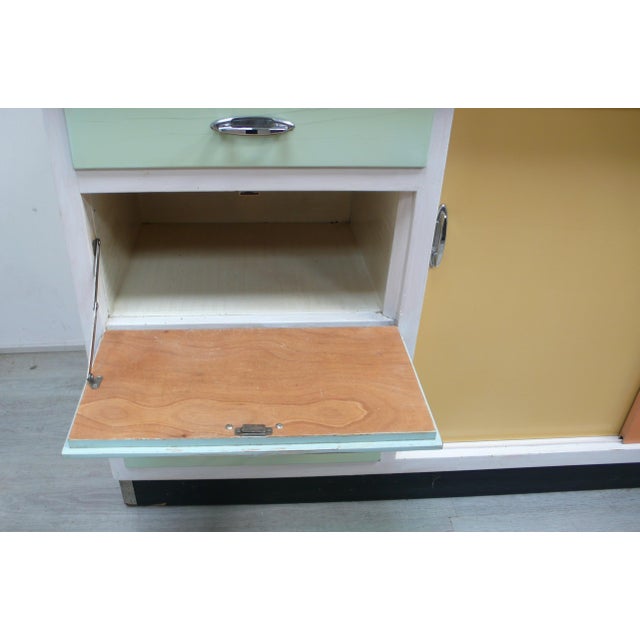 Vintage German Kitchen Cabinet with Sliding Doors in Multi Colors, 1950s For Sale - Image 10 of 14
