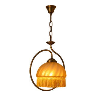Vintage French See Delmas Sculptural Brass Pendant Light For Sale