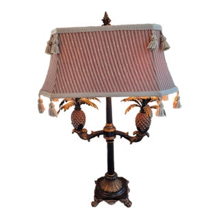 Late 20th Century Hollywood Regency Pinapple Bouillotte Double Arm Table Lamp For Sale