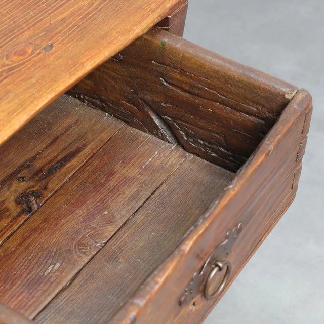 Antique Wooden Side Table with Drawer, 1700s For Sale - Image 9 of 11