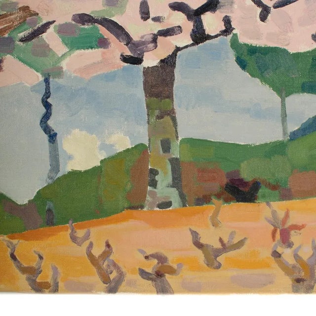 Early 20th Century Mid 20th Century "Tree in Bloom" Expressionist Landscape Oil Painting by Ernest Yarrow-Jones For Sale - Image 5 of 8