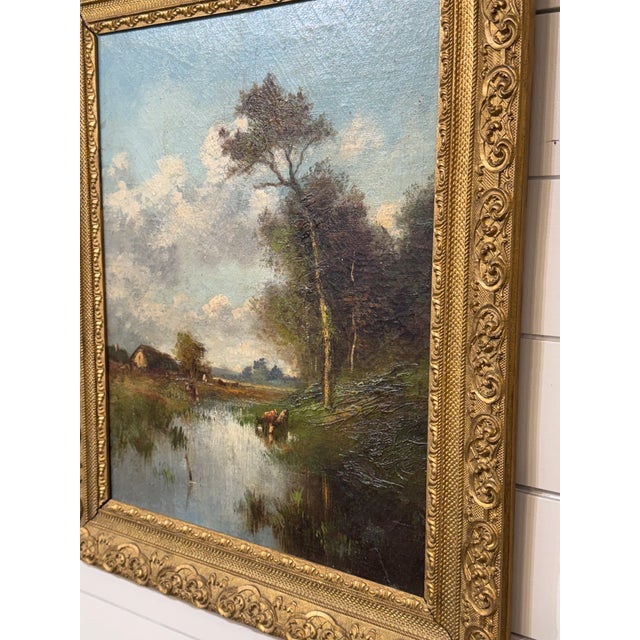 Blue 19th Century French Oil Painting For Sale - Image 8 of 8
