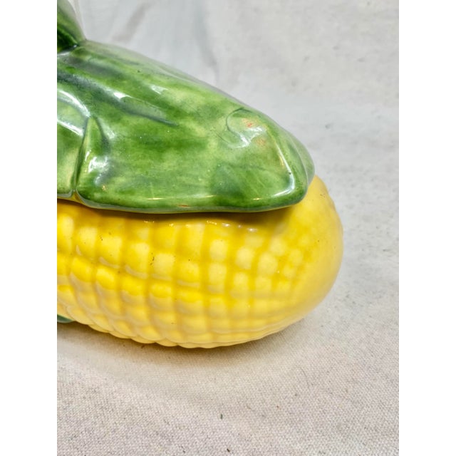 Ceramic Vintage Large Majolica-Style Corn Design Soup Tureen For Sale - Image 7 of 9