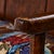 Brown 19th Century Wood Bench with Schumacher Zanzibar Linen Print Cushion For Sale - Image 8 of 13