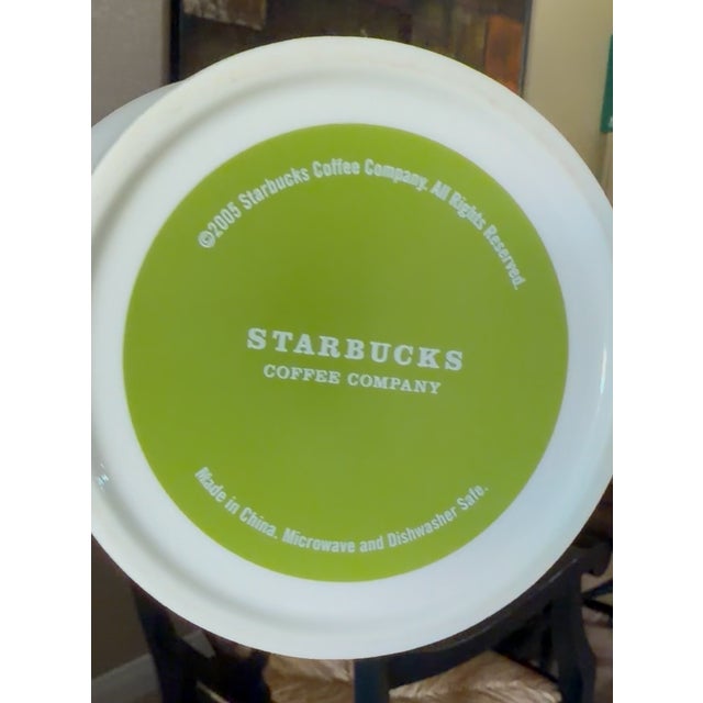White Starbucks Advertising Jar Coffee Bean Tea Holder Ceramic 2005 Canister For Sale - Image 8 of 11