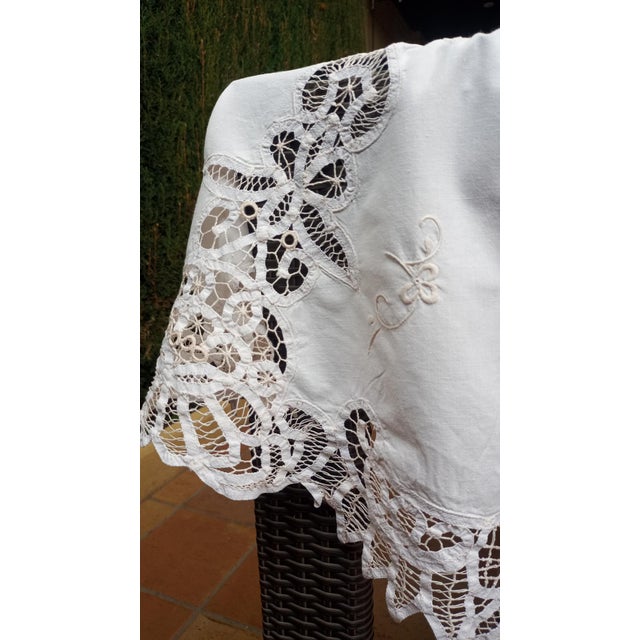 Antique Embroidered Tablecloth, 1890, Set of 6 For Sale - Image 16 of 17