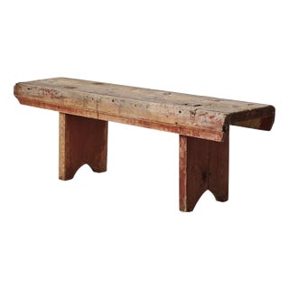 Folk Art Handcrafted Bench in Pine, Northern Sweden, Late 1700s For Sale