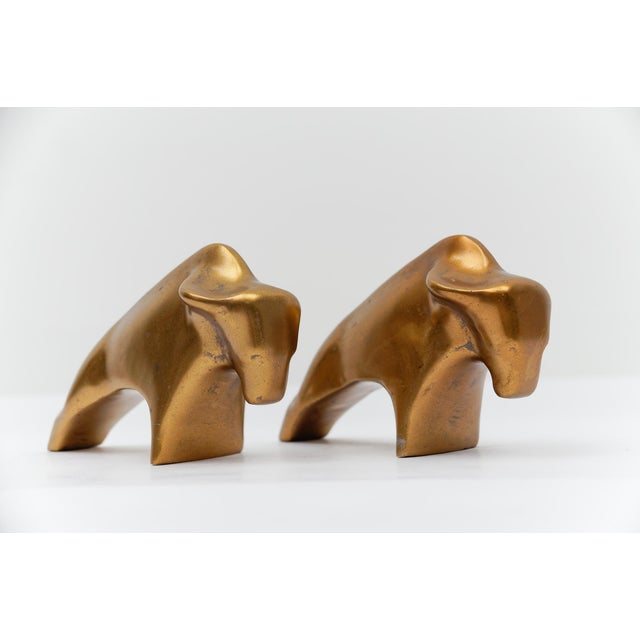 Mid-Century Modern Brass Bull Bookends, 1960s, Set of 2 For Sale - Image 4 of 14