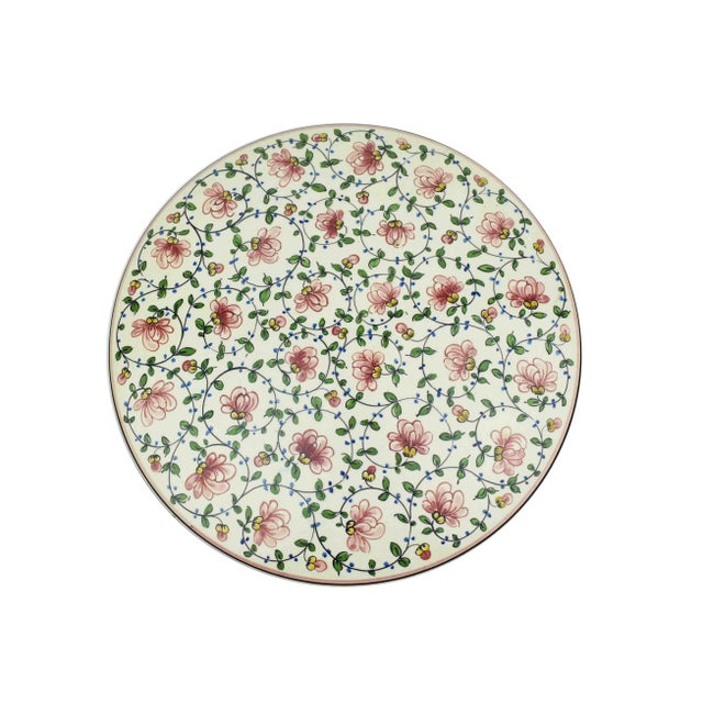 Shabby Chic Mid 20th Century Signed Hand Painted Serving Appetizer Platter Dish With 7 Insert Small Dishes and Lid - Portugal For Sale - Image 3 of 9