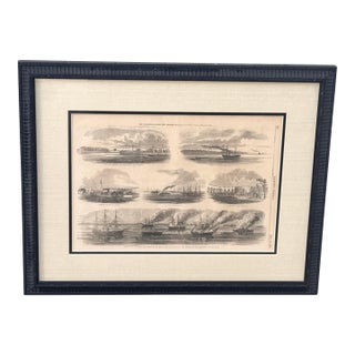 1862 Antique Harper's Weekly "The Expedition Against New Orleans" Civil War Engraving - Framed For Sale