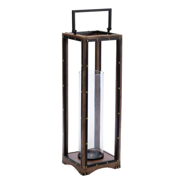 Framed Candle Holder with Rivet Detail 25.25"H For Sale